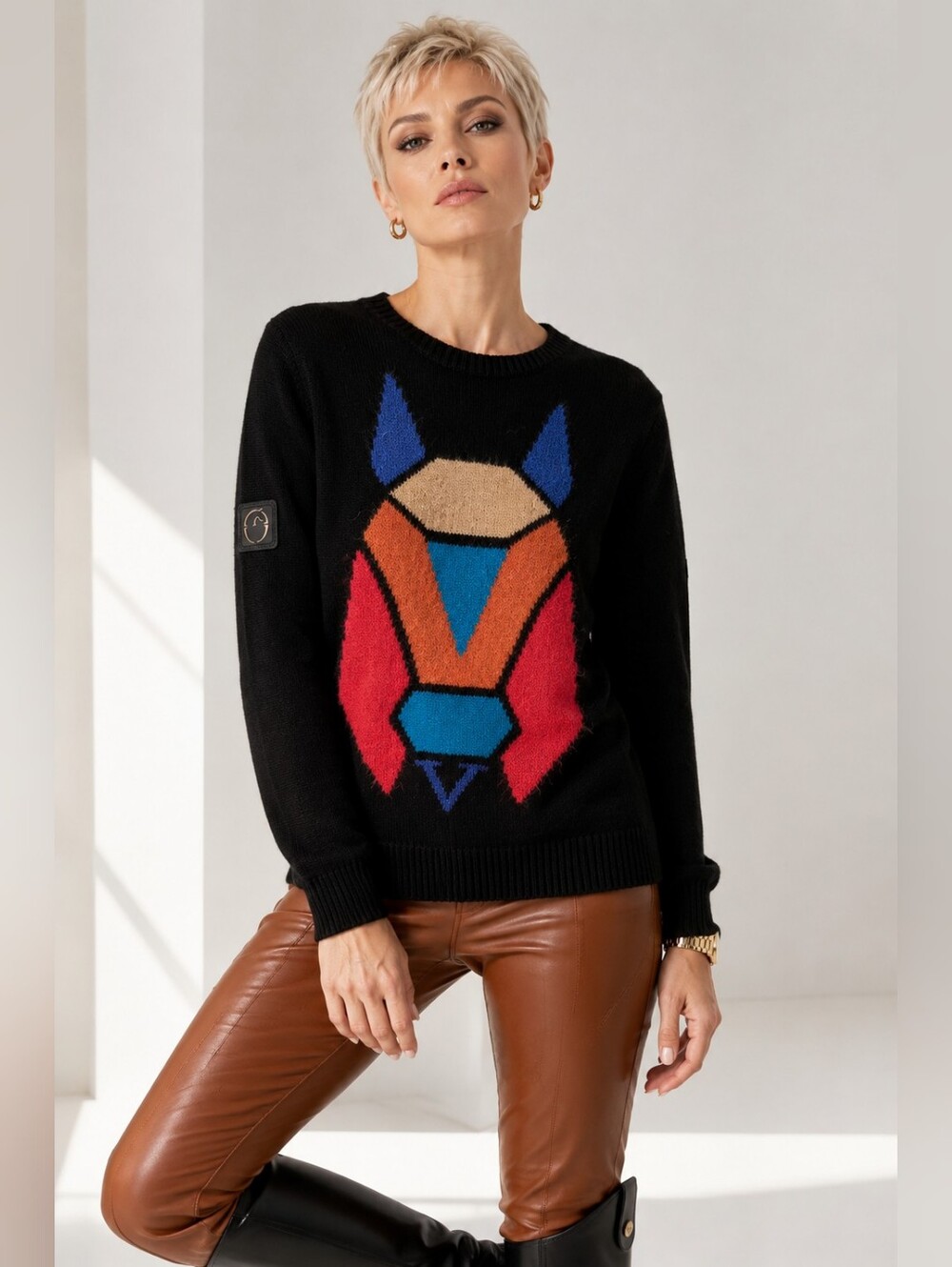 Vestrum Aussois Horse Graphic Wool Sweater Black Size M